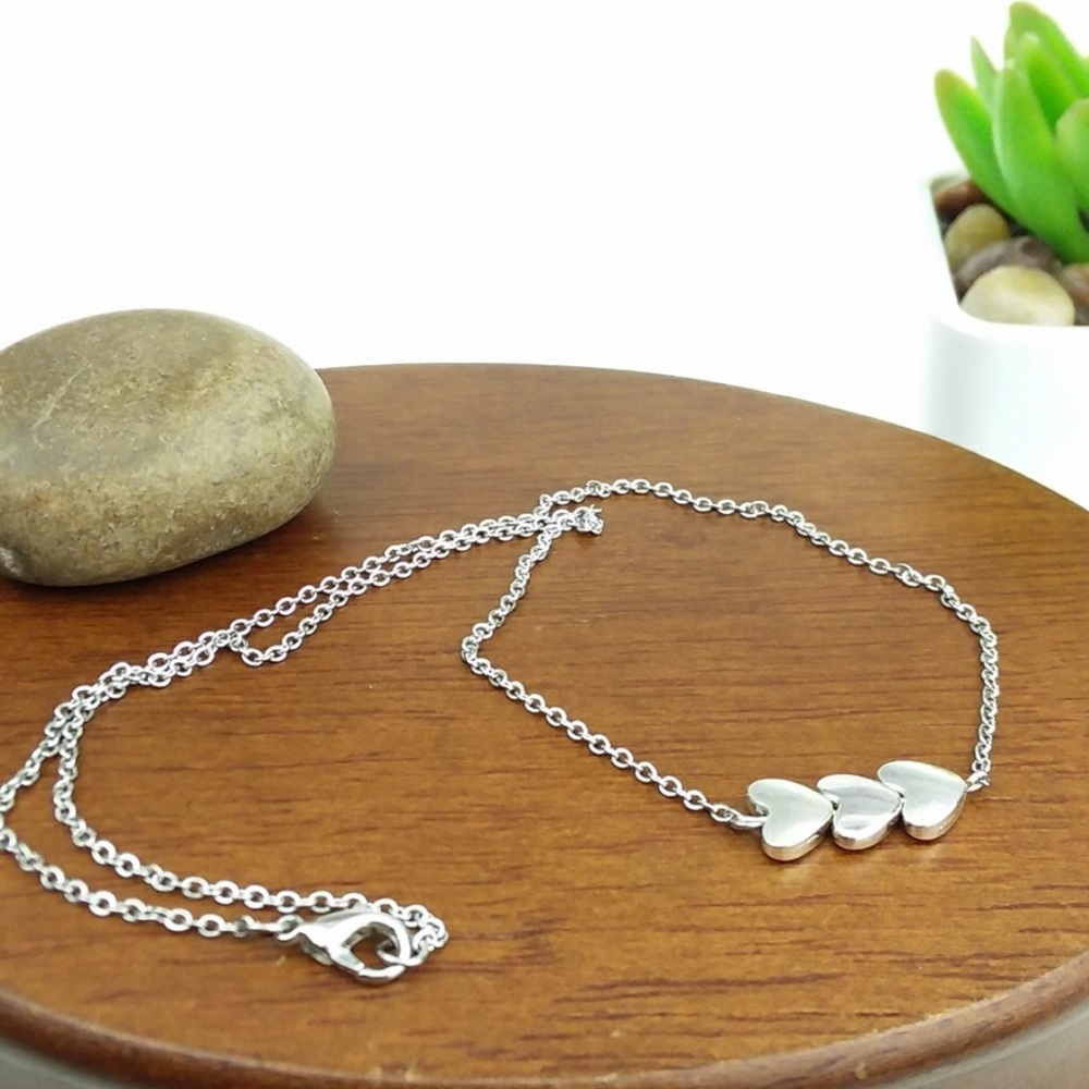 Heart Silver Tone Chain Necklace